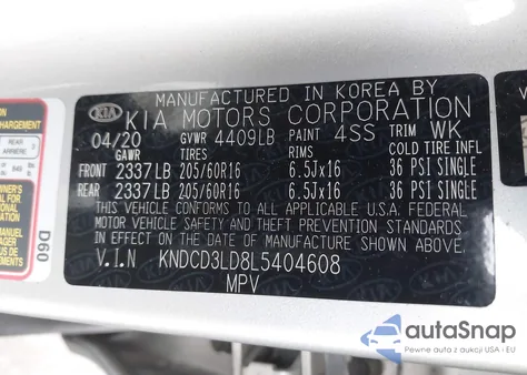 2020 Kia Niro Plug-In Hybrid Ex z USA, uszkodzony, nr VIN KNDCD3LD8L5404608